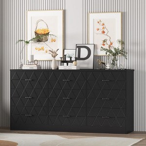 9 Drawer White Dresser for Bedroom with Power Outlet, 63'' Wooden Large Dresser with Wide Drawers, Modern Chest of Drawers for Closet - 1 of 4