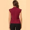 Allegra K Women's Work Office V Neck Stand Collar Lace Cap Sleeve Basic Blouse - 3 of 4