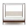 Harbor Queen Canopy Bed with Upholstered Headboard, Blonde/ Swiss Coffee (MD2411-01) - 4 of 4