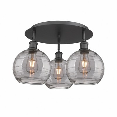 Athens Deco Swirl - 3 Light Flush Mount In Industrial Style-10.38 Inches Tall and 19.75 Inches Wide