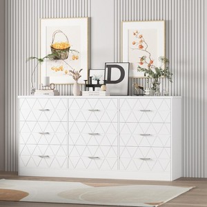 9 Drawer Dresser for Bedroom with Power Outlet, 63'' Wooden Large Dresser with Wide Drawer - 1 of 4