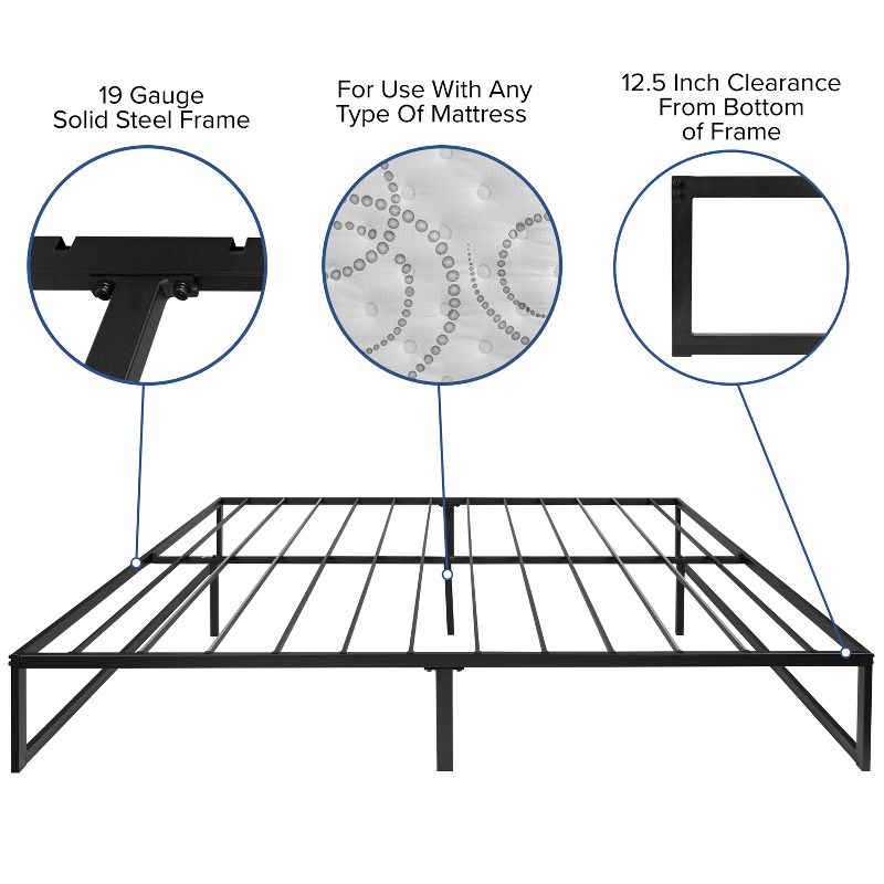 Emma and Oliver 14 Inch Twin Metal Platform Bed Frame/Steel Slat Support/No Box Spring Needed, 5 of 17