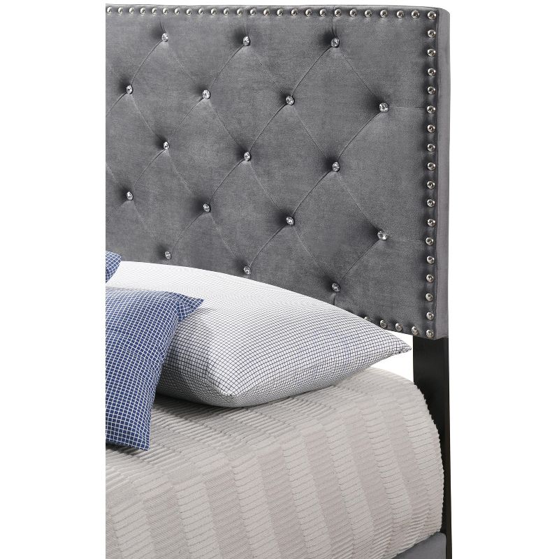 Passion Furniture Suffolk Tufted Velvet Upholstered King Panel Bed, 4 of 8