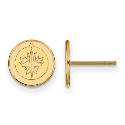 Black Bow Jewelry 14k Yellow Gold Winnipeg Jets NHL Stud Earrings