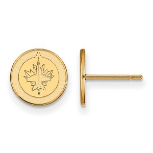 Black Bow Jewelry 14k Yellow Gold Winnipeg Jets NHL Stud Earrings - 1 of 3