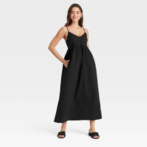 Women's Seersucker Maxi A-Line Dress - A New Day™ - 1 of 3