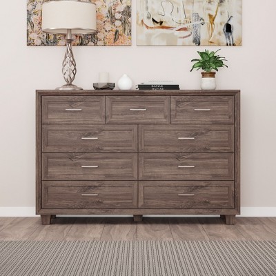 FUFU&GAGA Modern Wooden Dresser Chest of Drawers: Deep Grain, Metal Handles, Organized Bedroom Storage