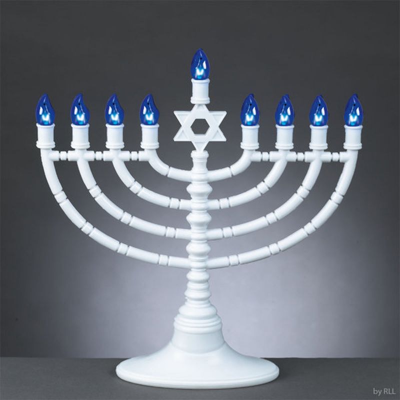 Rite Lite 11.5" Traditional Style LED Battery Powered Hanukkah Menorah - White/Blue, 2 of 3