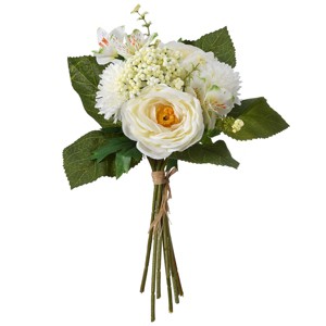 National Tree Company 13" White Peony Roses Bundle - 1 of 4