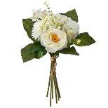 National Tree Company 13" White Peony Roses Bundle