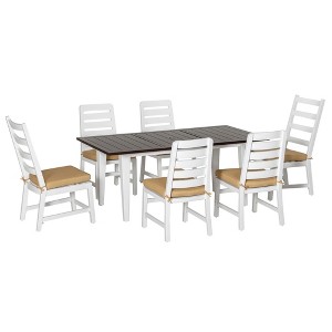 Patio Dining Set for 6, Outdoor Furniture Set with a Table & Chairs, Cushions, Umbrella Hole for Garden, or Poolside - 1 of 4
