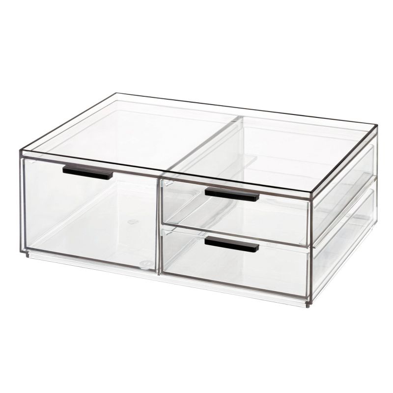 iDESIGN Onyx Wide 3-Drawer Desk Organization Set Clear, 1 of 5