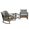 3PCS Outdoor Rattan Rocking Chair Set with Table, Wicker Patio Rocking Chairs with Cushions for Porch, Balcony, Garden or Poolside-The Pop Home - 2 of 4