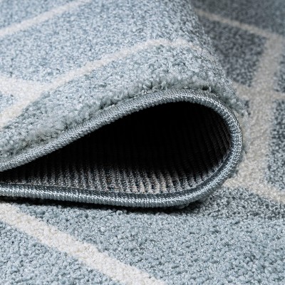 Scandinavian Light Blue & White Geometric Flatweave 3x5 Rug