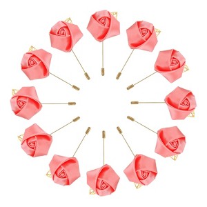 Unique Bargains Wedding Ceremony Anniversary Groom Silk Metal Rose Boutonnieres 24 Pcs - 1 of 3
