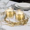 LumaBase Battery-Operated LED Glass Candles with Flickering Flame, Gold Pineapple - Set of 2 - 4 of 4