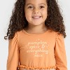 Toddler Girls' Long Sleeve Halloween Pumpkin Spice Tulle Dress - Cat & Jack™ Brown - 2 of 4