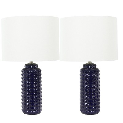 24" (Set of 2) Felix Table Lamps Blue (Includes LED Light Bulb) - Decor Therapy