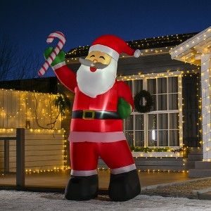 Whisen 8FT Christmas Inflatable Santa Claus with Candy Cane, Outdoor Blow-Up Yard Decoration with LED Lights Display - Red - 1 of 4
