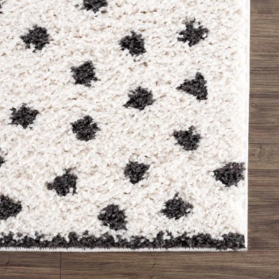 Chaia Black and White Dotted Plush Polyester Rug