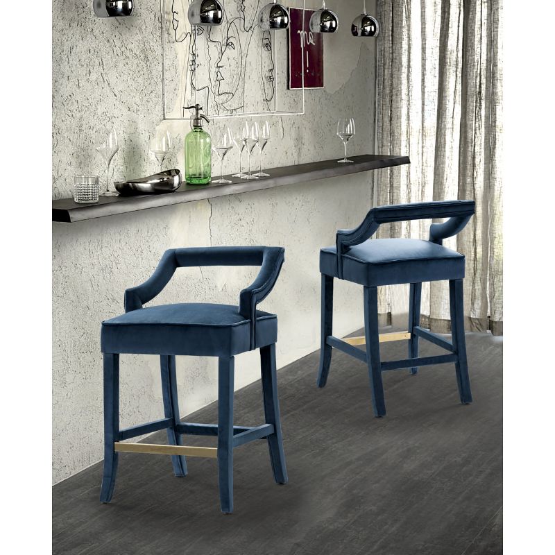 Iconic Home Half-Back Velvet Counter Stool, Catalina, 3 of 9