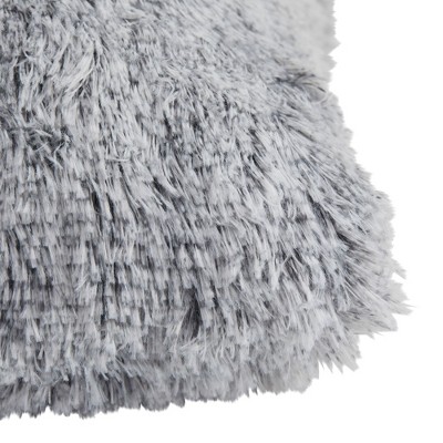 Gray Faux Fur 18x18 Euro Throw Pillow Covers, Set of 2