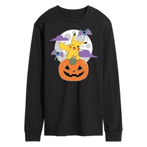 Men's - Pokémon - Pikachu Pumpkin With Moon Long Sleeve Graphic T-Shirt - 1 of 3