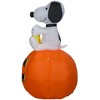 Peanuts Airblown Inflatable Snoopy and Woodstock on Pumpkin Peanuts, 3.5 ft Tall, Multicolored - 4 of 4