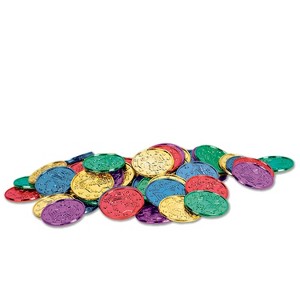 Beistle 200 Plastic Coins for Mardi Gras or Pirate Themed Parties, 1.5", (200/Pkg) Multicolored - 1 of 4