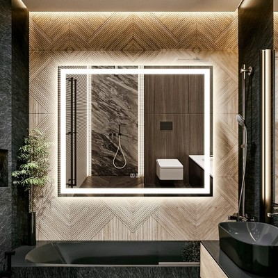 LOVMOR Led Mirror for Bathroom,Backlit Lighted,Anti-Fog, Dimmable, Vertical & Horizontal Mount