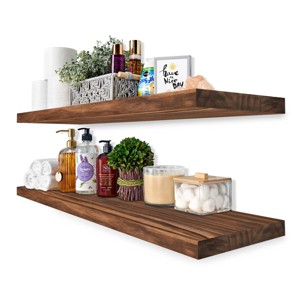 Sorbus 2 Pack 35” Solid Wood Floating Shelves - for Bathroom Decor, Books, Bedroom & Living Room - 1 of 4