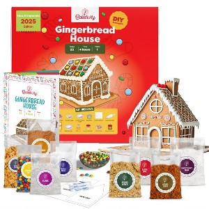 Baketivity Holiday Gingerbread House Kit And Kids Cookbook - Bake And Build Edible Gingerbread House - Kids Baking Set With Premeasured Ingredients - 1 of 4