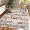 Washable Vintage Medallion Rug Non Slip Low Pile Rug Soft Throw Floor Cover Foldable Indoor Carpet for Living Room Bedroom - 4 of 4