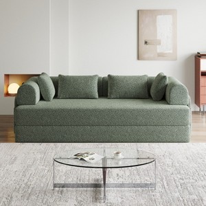 KWPZQEB 78'' Sectional Sleeper Sofa, Chenille Folding Couches with 4 Pillows & Side Pocket, Sectional Floor Sofa Lounge Couch for Living Room - 1 of 4