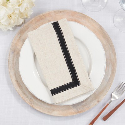 Rustic Cream Grosgrain Accent Napkin Set of Four