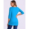 Allegra K Women's 3/4 Sleeve Round Neck Button Decor Casual Stretchy Tunic Tops - 3 of 4