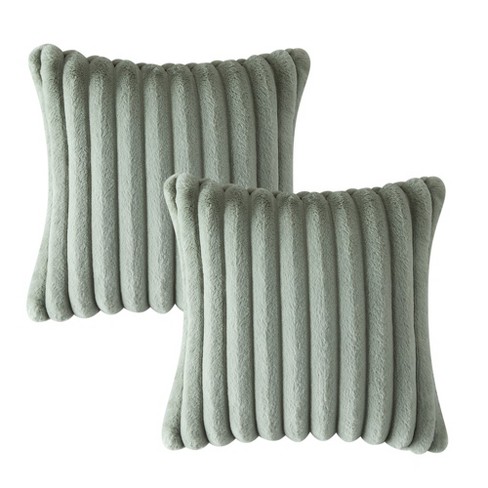 Trinity 2 Pieces Ribbed Stripe Faux Fur Plush Decorative Throw Pillow  Covers : Target