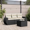 vidaXL 4 Piece Patio Sofa Set with Cushions Black Poly Rattan - Black and Cream With Table - 2 of 4