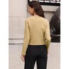 INSPIRE CHIC Women's Button Down Collarless Long Sleeve Round Neck Casual Business Cropped Jacket - 3 of 4