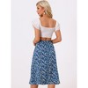 INSPIRE CHIC Women's Print Floral Peasant Elastic Waist A-Line Midi Skirts - 4 of 4