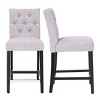 WestinTrends 24" Linen Fabric Tufted Counter Stool (Set of 2) - 4 of 4
