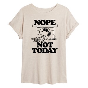 Women's - Peanuts - Joe Cool Nope Not Today Oversized Graphic T-Shirt - 1 of 4