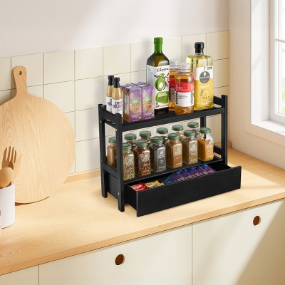 Sorbus 2-Tier Bamboo Counter Organizer with Drawer Bamboo for Vanity, Matcha Station, Bathroom Sink Organizer Countertop, Kitchen & Office Storage — фото 4