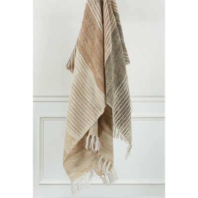 50"x60" Striped Throw Blanket Dark Beige - Rizzy Home