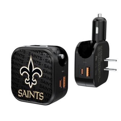 New Orleans Saints Text Backdrop 18-Watt 2 in 1 USB A/C Charger