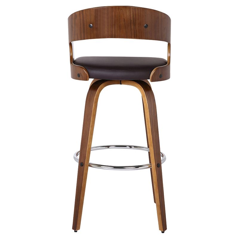 26&#34; Shelly Counter Height Barstool - Walnut - Brown Faux Leather - Armen Living, 4 of 13