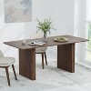 SpassWay 30"H Modern Wooden Dining Table Suitable for Kitchen Conference and Gaming Use with Double Pedestal Base Walnut/Black/Natural Wood - 3 of 4
