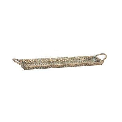 Elegant Trio Metal Decorative Trays in Gold, Silver, and Blue