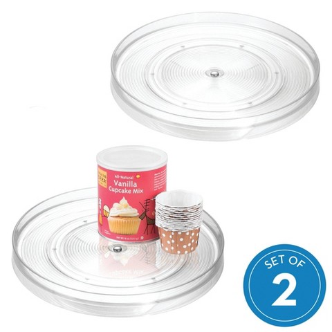 iDESIGN Linus Turntable Kitchen Organizer Pantry: Clear Plastic Storage, Spice Rack & Can Organizer, 2-Piece Set