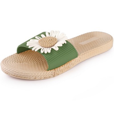 Allegra K Women's Espadrille Sunflower Decor Slip-on Strappy Beach Sandals